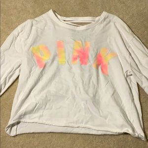 White PINK Long Sleeve With Criss-Cross Detailing